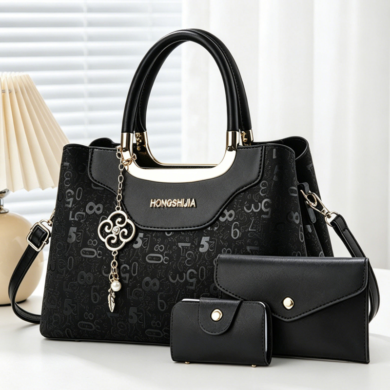 Luxury Zipper Bags - ชุดกระเป๋าถือแฟชั่นผู้หญิง 3 ชิ้น, กระเป๋าสะพายข้างพิมพ์ลายดิจิตอลสุดหรูสำหรับผู้หญิง, กระเป๋าสะพายไหล่หลายช่องความจุขนาดใหญ่