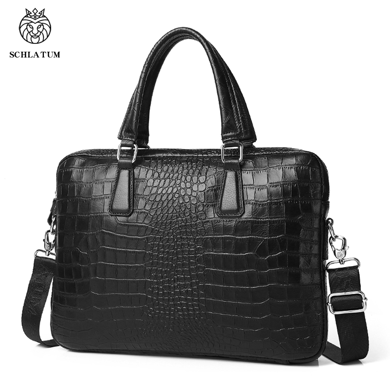 Luxury Bags That Fit Laptop - SCHLATUM ของแท้หนังจระเข้ Briefcases Hard สําหรับชาย 15.6