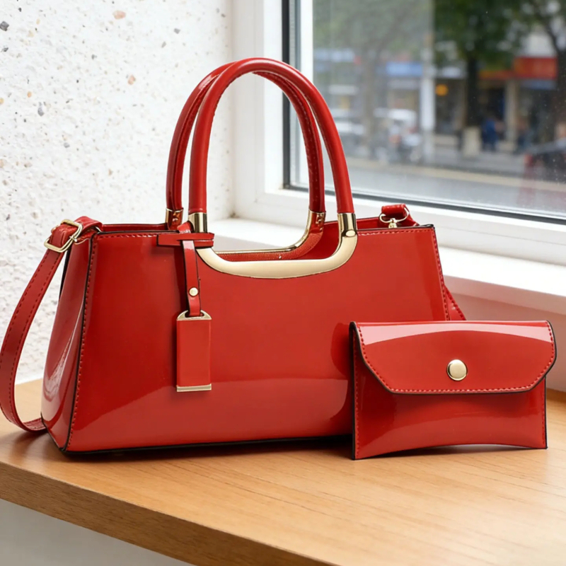 Luxury Zipper Bags - ชุดกระเป๋าถือสตรี วัสดุ PU หรูหรา น้ำหนักเบา กระเป๋าสะพายข้าง