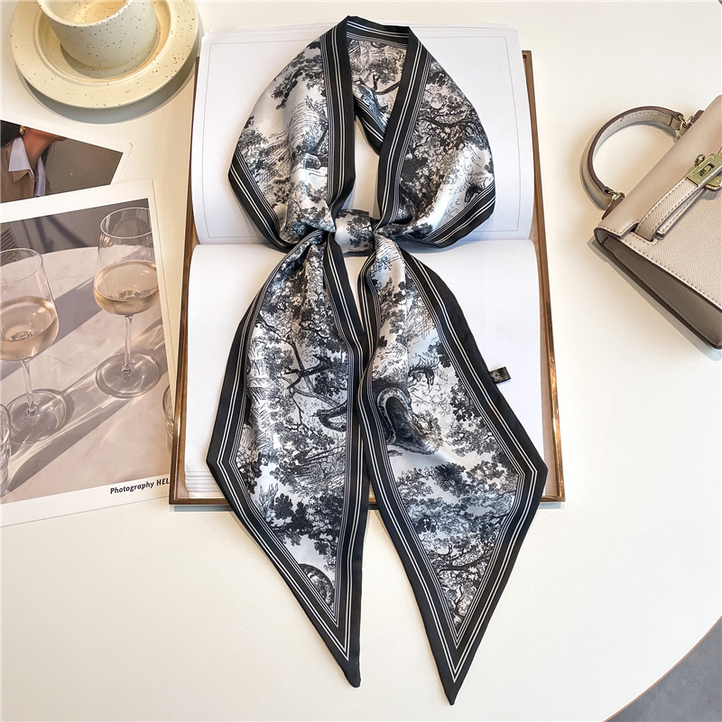 Luxury Bags Online - ผ้าพันคอไหมพรมยาวหรูหรา ผ้าคาดผมเส้นเล็ก ผ้าพันคอไหมแฟชั่น ผ้าคาดผม ผ้าพันคอสำหรับกระเป๋า ผ้าคาดผมลายพิมพ์
