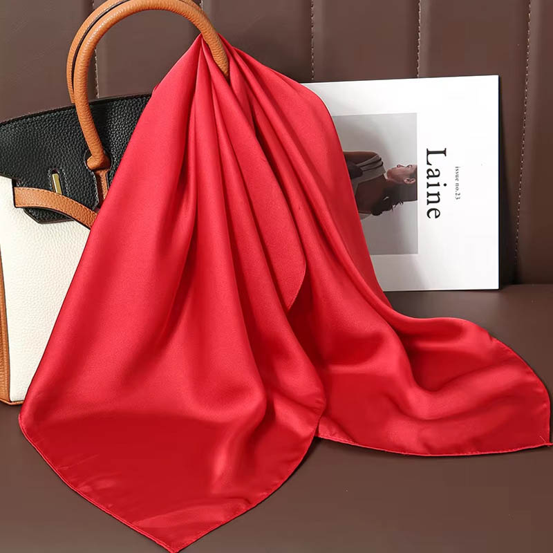 Luxury Bags In China - ผ้าพันคอไหมสีพื้นหรูหรา ผ้าซาตินเนื้อนุ่มสำหรับผู้หญิง ใช้เป็นที่คาดผม ผ้าคลุมไหล่ ผ้าคลุมศีรษะ ผ้าพันคอสำหรับใส่ทำงาน
