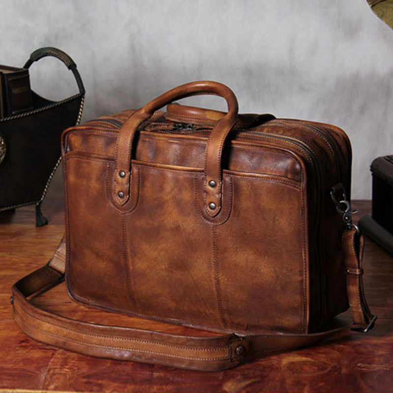 Luxury Bags That Fit Laptop - กระเป๋าเอกสารหนังแท้สไตล์วินเทจสุดหรูสำหรับผู้ชาย กระเป๋าเอกสารธุรกิจขนาดใหญ่ กระเป๋าใส่แล็ปท็อป 15.6 นิ้ว กระเป๋าใส่เอกสาร