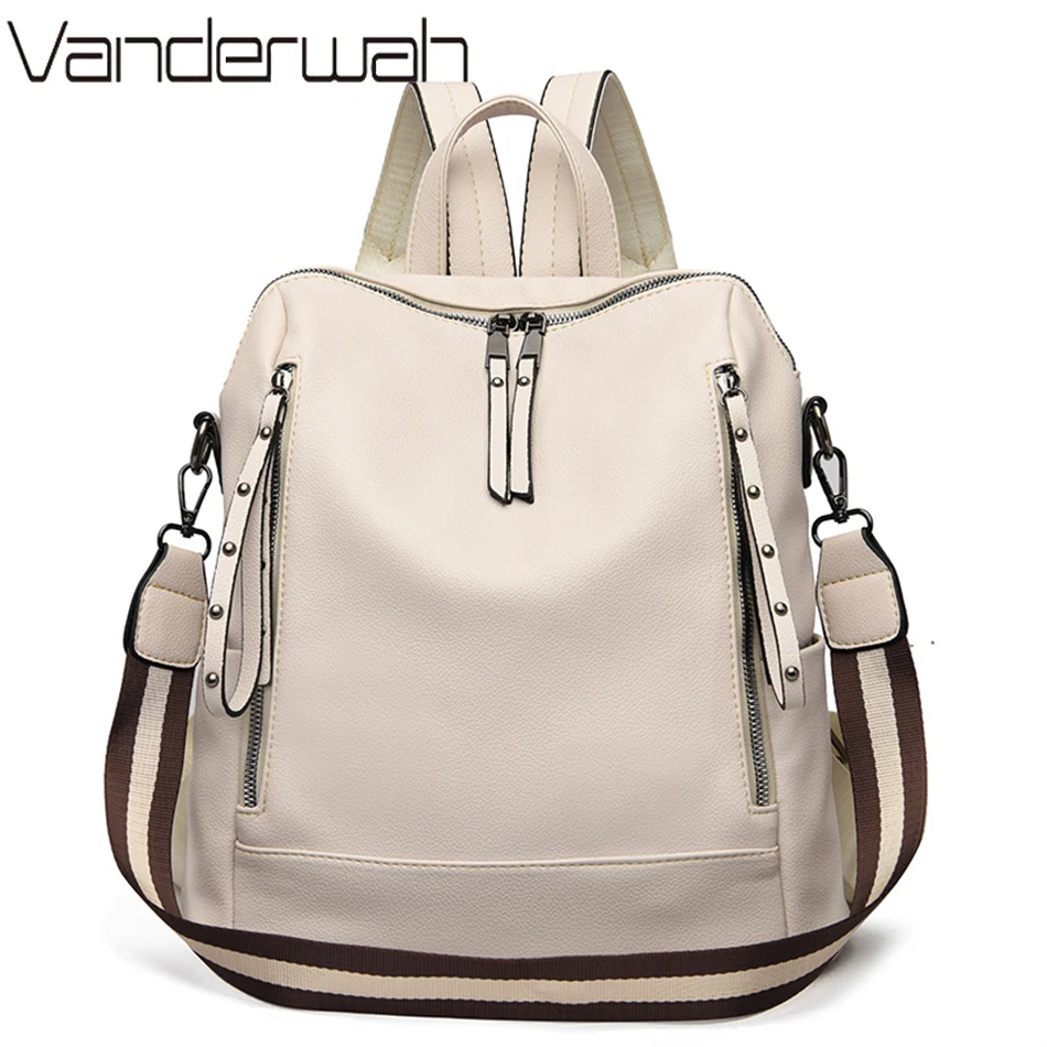 Luxury Bags Leather - ยี่ห้อกระเป๋าเป้สะพายหลังหนังนุ่มกันน้ำ Bagpack Preppy สไตล์นักเรียนกระเป๋า Mochila Feminina