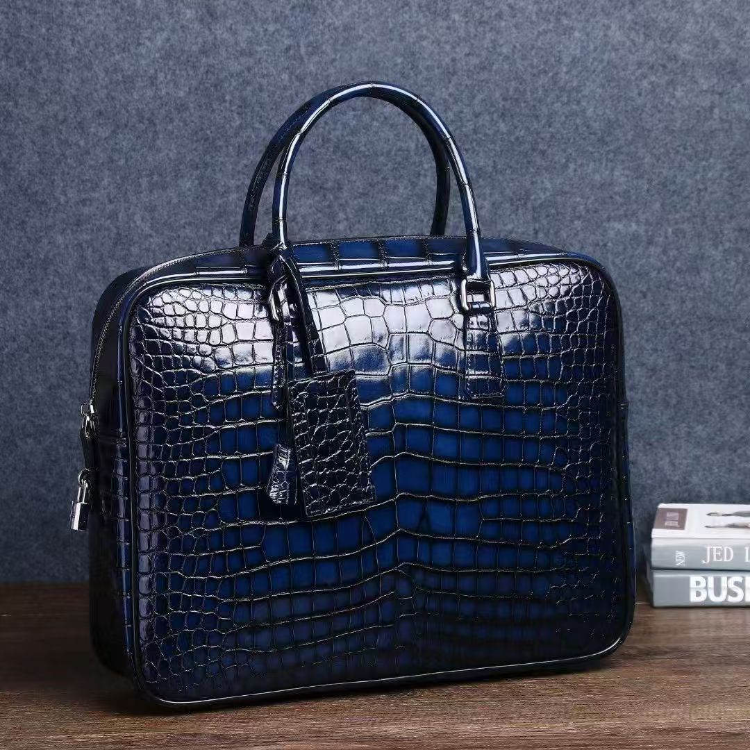 Luxury Bags That Fit Laptop - 2025 ใหม่หรูหรารูปแบบจระเข้ของแท้หนังธุรกิจกระเป๋าเอกสารผู้ชายกระเป๋าสะพายชาย Messenger กระเป๋าคอมพิวเตอร์แล็ปท็อป