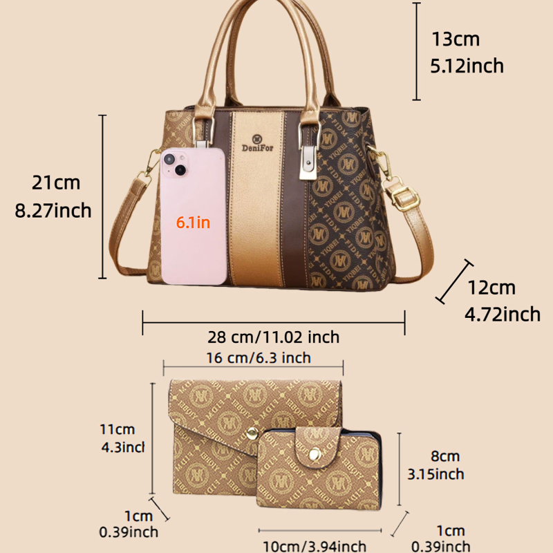 ชุดกระเป๋าถือสตรี 3 ชิ้น ดีไซน - Luxury Zipper Bags บทวิจารณ์และราคา