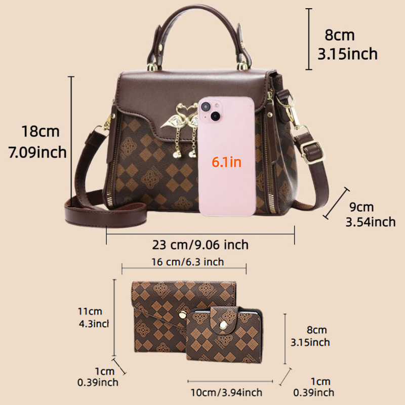 ชุดกระเป๋าผู้หญิง 3 ชิ้น กระเป - Luxury Zipper Bags บทวิจารณ์และราคา