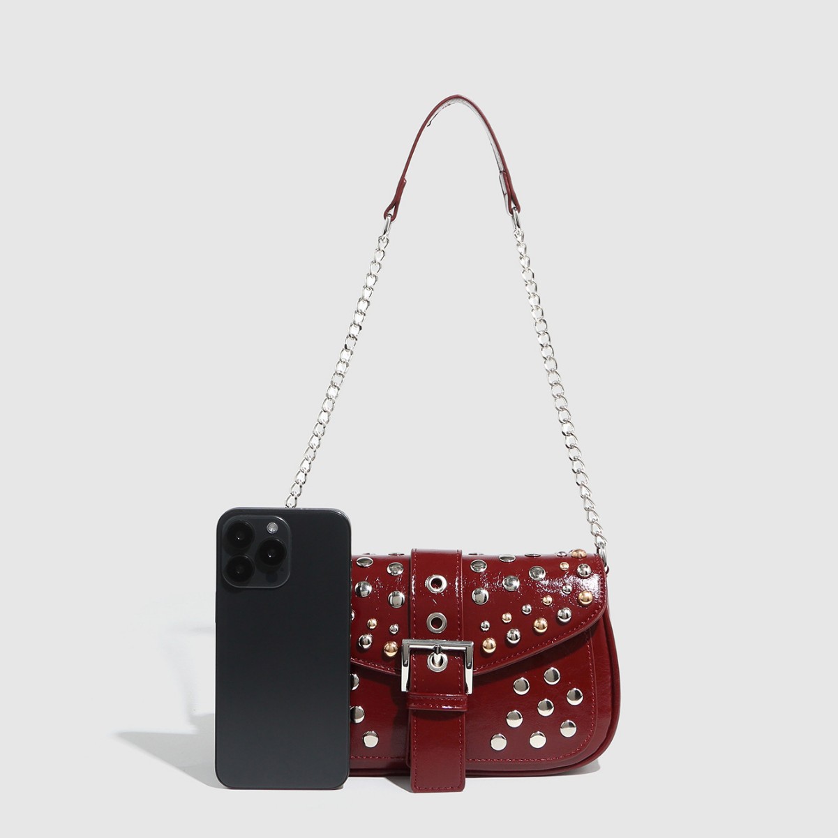 RivetsออกแบบPUหนังไหล่กระเป๋าผ - Luxury Y2K Bags บทวิจารณ์และราคา